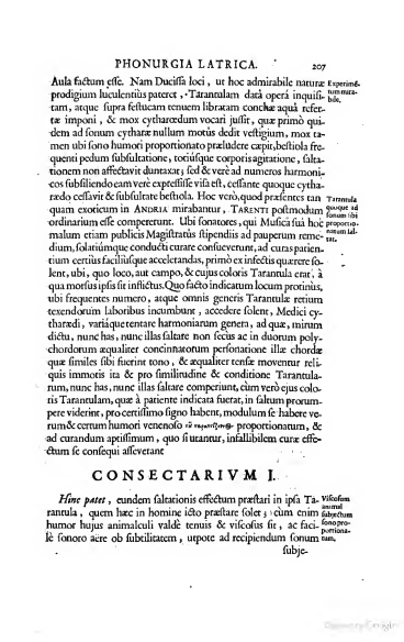 Athanasius Kircher, Phonurgia Nova, 1673, pagina 207, scansione originale completa.