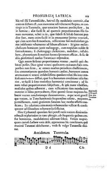 Athanasius Kircher, Phonurgia Nova, 1673, pagina 209, scansione originale completa.